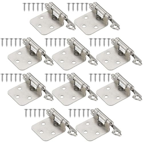 Ronoza 10 Stück Scharniere Klappbar 100mm × 71mm x 35 mm, Scharnier mit 50 Stück Schrauben, Türscharniere mit Automatische Schließfeder, Scharniere Schwerlast für Türen Fenster Schränke (Silber)