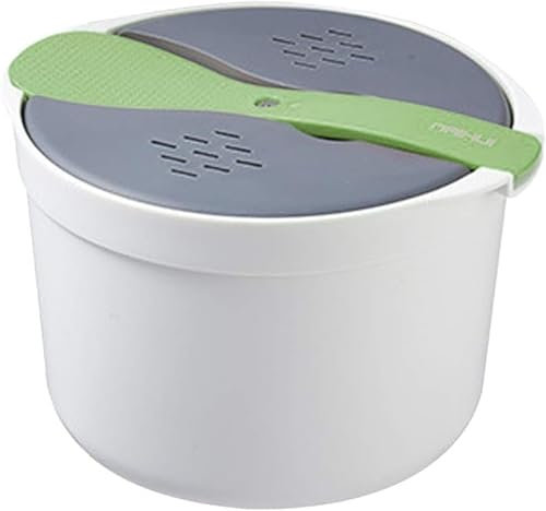 Mikrowellen Reiskocher, 2L Multifunktions Dampfgarer mit Filterabdeckung, Gedämpfter Reiskocher, Schnelles und Einfaches Reiskochen, 14,8 x 18,5 cm (grün)
