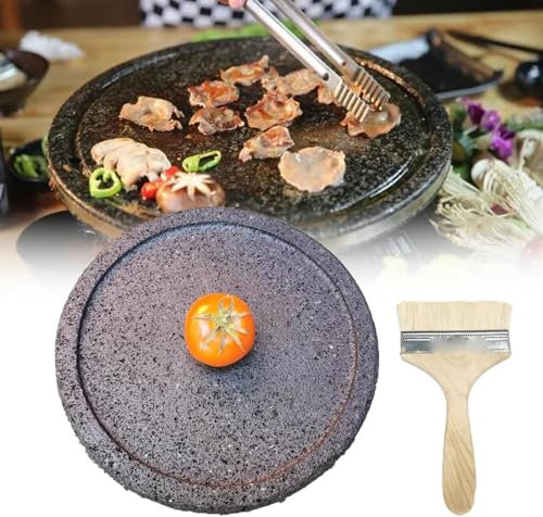 VBVARV Mexikanischer Grillstein Für Steak Indoor-Grill, Brutzelndes Heißes Steinset Für Barbecue, BBQ, Steakgrill,Grau,30CM