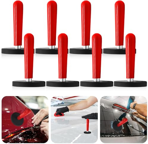 LEKEFETO 8 imanes de montaje para automóviles: soporte magnético para embalaje, imán de montaje, herramienta de lámina para papel de aluminio, envoltura de coche, lámina de coche, color rojo