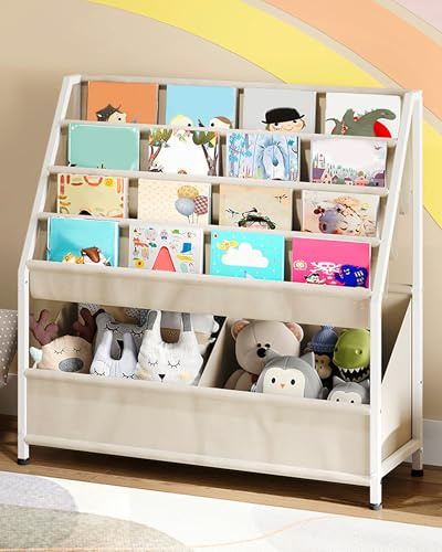 CHOEZON Kids Bookshelf, 4-Tier Bookshelf for Kids, Large Capacity Children's Bookcase, Toddler Book Shelf for Kids Room, Nursery, Playroom, Beige DTCW09WM