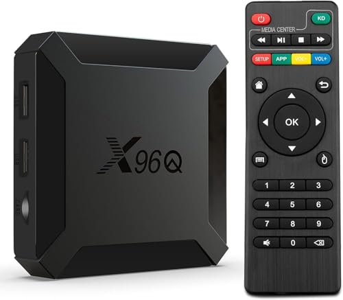 Android TV Box, X96Q Lecteur Multimédia - Chromecast Built-in - Android 10.0, 2GO/16GO, WiFi, Allwinner H313, Prend en Charge 4K HD, chipset Quad-Core, H256, Facile à Installer