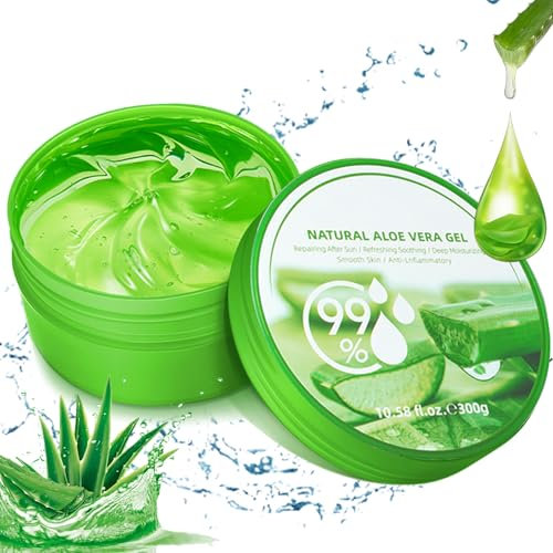 Gel di aloe vera, 300 ml, crema idratante pura al 99% per viso e corpo, gel idratante naturale per pelle secca, scottature, acne, lenitivo dopo-sole
