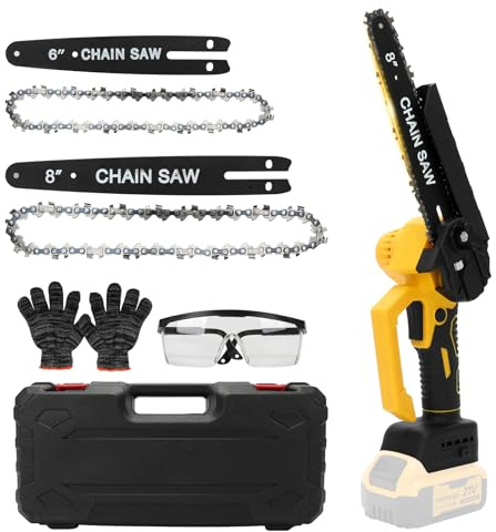 Mini Motosega da 6 e 8 pollici, compatibile con Dewalt 18 V, 20 V batteria, motosega elettrica senza spazzole con 4 catene, lubrificazione automatica, sega a mano, sega per ramo, taglio legno