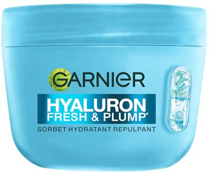 GARNIER - Hyaluron - Crème Sorbet Hydratante Repulpante Fresh & Plump - Crème Visage à l'Acide Hyaluronique - +60% Hydratation, Peau 83% Plus Rebondie & 100% Plus Lisse - Tous Types de Peaux - 85 ml