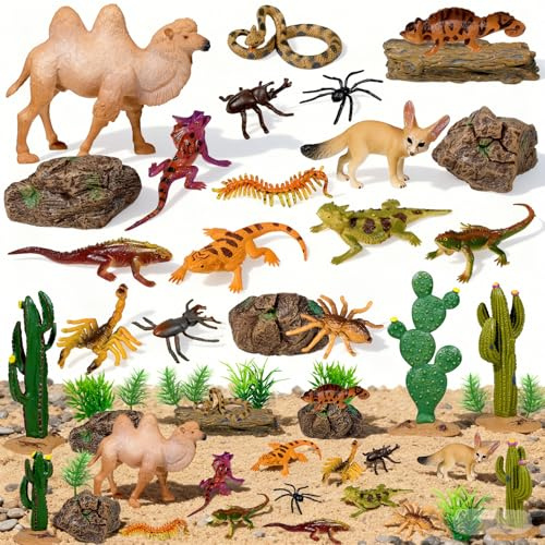 34 Pcs Desert Diorama Kit, Desert Diorama Supplies with Desert Animals Set