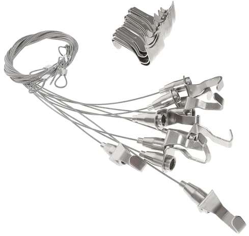 Healifty Alambre de Acero Inoxidable Ajustable para Colgar Cuadros y Espejos, Kit de 10 Piezas Ganchos Resistentes, Sistema de Exhibición para Hogar y Galerías, Uso Manualidades