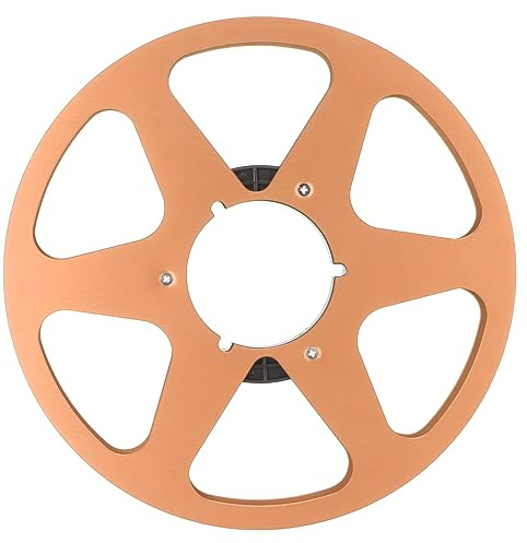 Jiawu Tom Bandrulle, 1/4 10,5 Tums Upptagningsrulle för Ljud Till Rullar, Universalöppna Rullar i Aluminiumlegering, 6-håls Vindhål för Arkivering och Gamla Inspelningar (Orange)