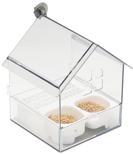 Comedero para Loros, comedero para pájaros Externo extraíble Colgante con Doble/bañera/fácil de Rellenar y Limpiar, para Todas Las Aves, comederos para pájaros Blancos