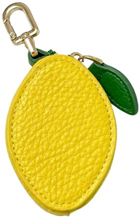 HSYWSH Mini Lemon Fruit Coin Purse Keychain, Lemo Keychain, Bag Charm, PU Leather Wallet, Cute Mini Coin Purse for Handbags Tote Keys Gifts for Girls Women (Lemon)