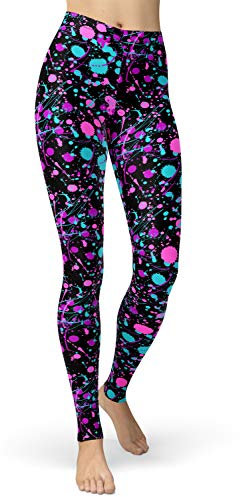 sissycos Damen 80er Artistic Leggings, Bunte Print Sanft Hohe Taille Lang Regular und Plus Size(Tie Dye Leggings-lila,XXL)