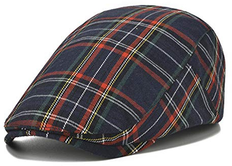 Adantico Herren Damen Schirmmützen Plaid Muster (Dunkel Blau)