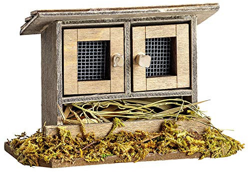 MaMeMi Krippen-Hasenstall aus Holz [ca. 6 cm hoch, 8 cm breit, handgefertigt] – Hochwertiges Krippenzubehör für Hasen und Kaninchen für WEIHNACHTSKRIPPEN, KRIPPENFIGUREN & MINIATURLANDSCHAFTEN