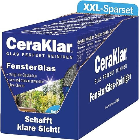 abrazo CeraKlar FensterGlas - 16 Glasreiniger, 8x2 Stk. - Scheibenreiniger f. kratzfreie, gründl. Scheibenreinigung, Glasreiniger Fenster & Echtglas