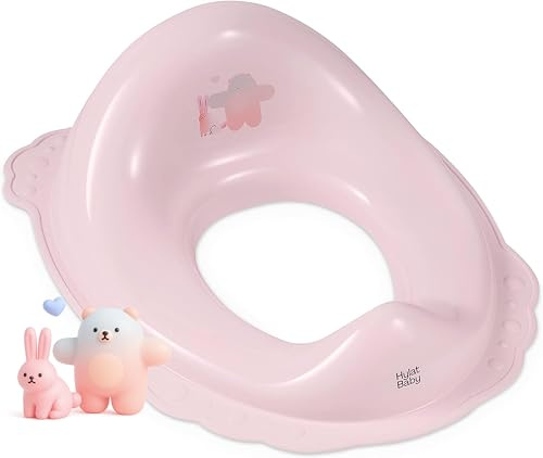 Hylat Baby Sedile Wc per Bambini, Utile Per l'addestramento alla Toilette, per Ragazze e Ragazzi, Materiale Solido, Gomma Antiscivolo (Rosa)(Amico)