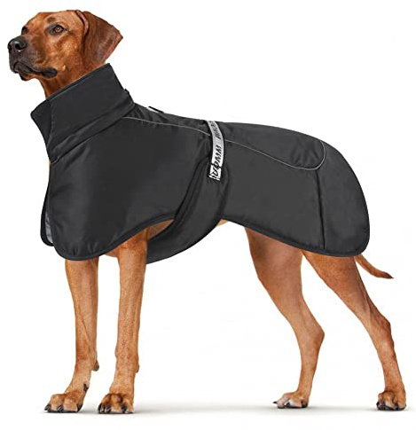 DoggieKit Abrigos para perros Impermeable prueba de viento Cálido Invierno Seguro Roscado Tiras reflectantes Chaqueta medianos grandes con arnés Orificio Cachorro Mascota Clima frío Traje Ropa Chaleco