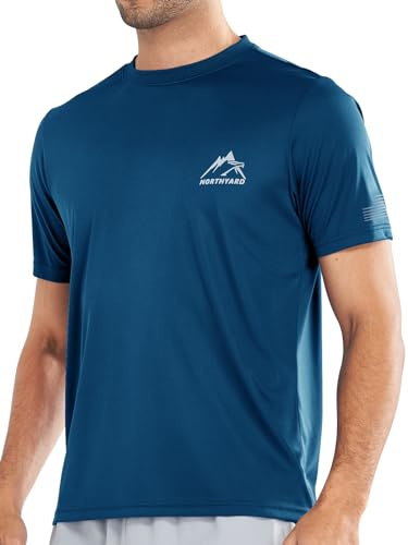 NORTHYARD Men's UPF 50+ Sun Protection Shirt Short Sleeve Swim Rash Guard SPF UV Athletic Workout Running T-Shirt DARKBLUE L