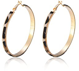 fdsmall Boucles d'oreilles bohèmes en acrylique léopard en cuir avec motif géométrique, cercle, boucles d'oreilles pendantes sexy d'été tendance pour femmes et filles, Alliage