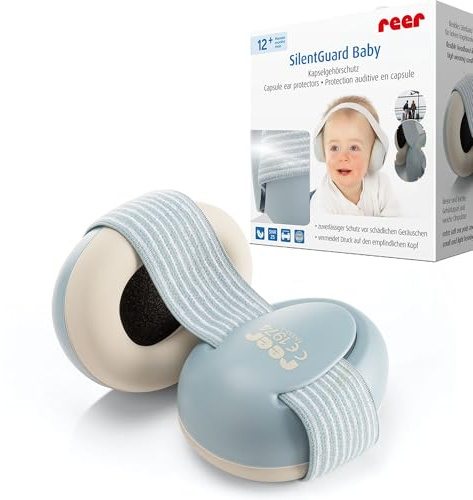 reer SilentGuard Baby Gehörschutz, In Deutschland auf Sicherheit getestet, weich und leicht für den empfindlichen Baby Kopf, mitwachsend, blau