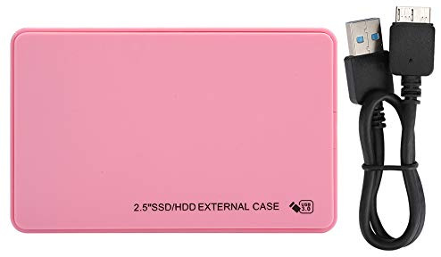 Beufee Festplattengehäuse, 2,5-Zoll-HDD-Gehäuse USB3.0-Festplattengehäuse SSD Externe Festplatte SATa-Festplattengehäuse 5-Gbit/s-Übertragung HDD-Box(Rosa)