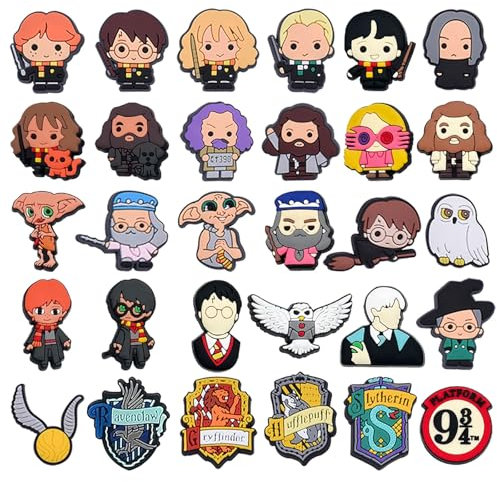 LAINIKE 30 Piezas Shoe Charms Harry, Pines Crocs, Accesorios de Decoración de Zapatos PVC, Zapatos Pins, para Zapatos Clog Regalos para Niños