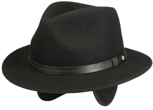 Stetson DEST Traveller Wool Felt Outdoor Hat Packable Earflaps Leather Band Men Autumn Winter Black