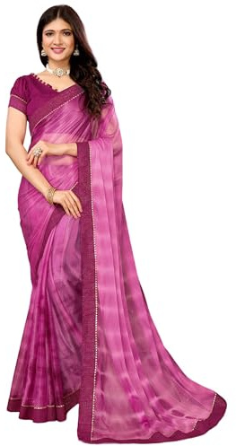 TRAFAART Sari Indio Para Mujer Mezcla De Algodón Con Pieza De Blusa Sin Coser.