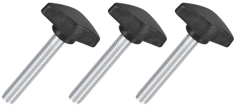 sourcing map 3Pcs Tee Wing Knobs Thumb Screws, M8 x 50mm Clamping Screw Knob Male Thread Carbon Steel T Shaped Thumb Screws Handle 36mm Dia. for Hand Tightening Knob Replacement, Black