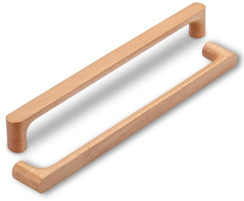 SYZOW 6 Pièces Poignée de Meuble Bois 256mm,poignées de tiroir en Bois pour Bureaux Tiroirs Armoires Placard