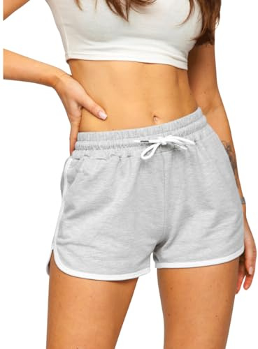 Hanyomo Ejercicio Femenino Yoga Fitness Pantalones Cortos de algodón Gimnasio Correr Culturismo Pantalones Cortos medianos Gruesos Gris M