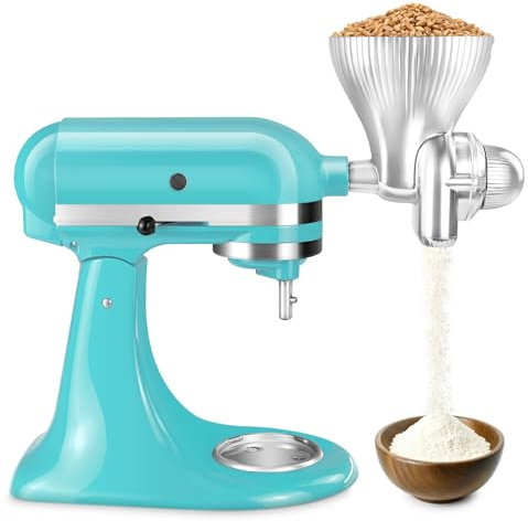 Grain Mill Attachment for Kitchenaid Stand Mixer, Kitchen Aid Accessories and Attachments Flour Mill, Mixer Attachment Wheat Grinder Fit for Grinding Wheat, Corn, Oats, Buckwheat and Other Cereals