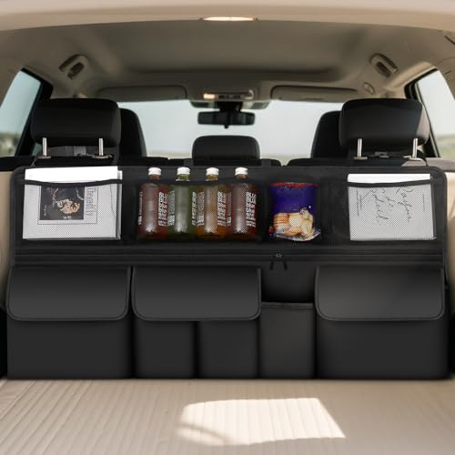 BAVATEE Organizer Bagagliaio Auto, Organizer Auto Bagagliaio 9 tasche,Gadget Per Macchina chiusura in tessuto(105x51cm)