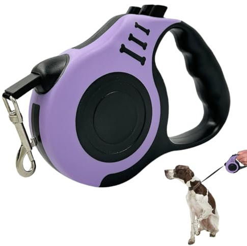 GNALIA Laisses Rétractables Pour Chiens 1 Pièce Violet 5M Système De Guidage Perfectionné Ergonomique Pour Animaux Jusqu'À 15Kg