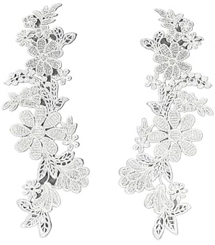 PVUVTNAHW 1 par Blommor Spets Dans Balett Kostymer Klänning Dekor Sömnad Hantverk Applikationslapp DA110(White)