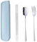 SBOMHS 18/10 Stainless Steel Outdoor Cutlery Set with Portable Case, Silver Chopsticks Spoon Fork set for School Home Office Camping Travel