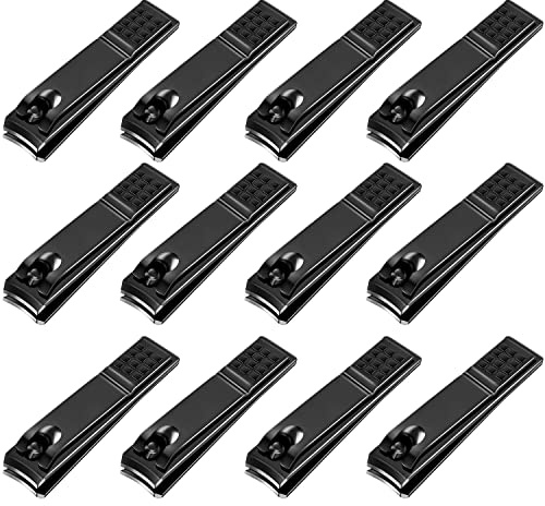 Yaomiao 12 Pieces Nail Clipper Set Stainless Steel Nail Cutter Fingernails and Toenail Clipper Cutter for Women Men (Black)