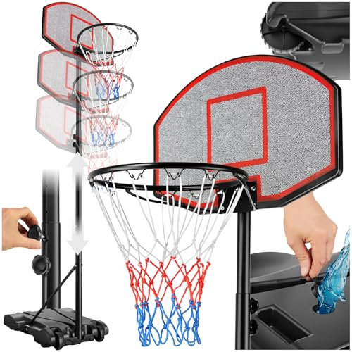 tectake® Basketballkorb Outdoor mit Basketballständer, Basketballkorb höhenverstellbar von 178 bis 213 cm, Basketballständer mit Rädern, Garten Spielgeräte wetterfest Outdoorspiel