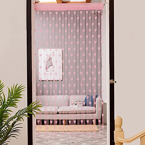 BOBOLover Fadengardine Fadenvorhang Türvorhang Paneelvorhang Perlenvorhang für Türdurchgänge,Linienvorhang Seilvorhang als Insektenvorhang oder Raumteiler Funktionsbar,50cmx200cm (Rosa)