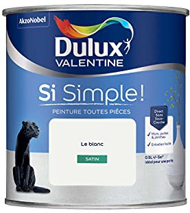 Dulux Valentine Peinture Si Simple Peinture Intérieure Toutes Pièces - Peinture Mur et Plafond, Porte et Plinthe - Couleur : Le Blanc - 0,5 L