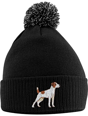 Purple Print House Jack Russell Bobble Hat - Terrier Beanie with Bobble - Christmas Dog Lover Gift Idea for Men, Women, Kids, One Size, Black