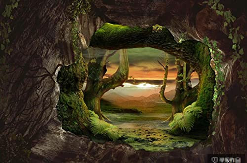 Tapeten Fototapete 3d Effekt Höhlenstein Urwald Wandbilder Tapete Wandtapete für Schlafzimmer Wohnzimmer Sofa Tv Hintergrund Wanddekoration,350x250cm