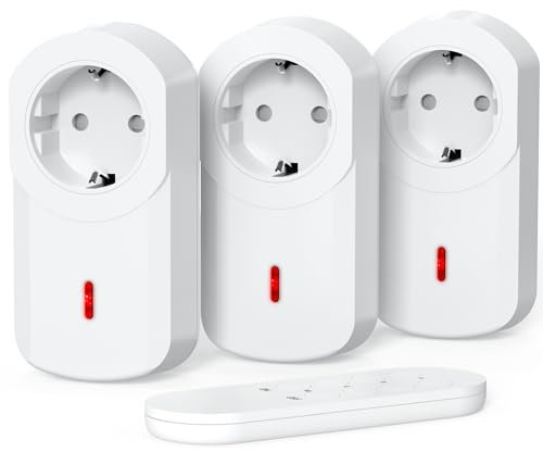 SURNICE Steckdosen mit Fernbedienung, 1000W Funkschalt-Set, 3er Steckdose mit 1er Fernbedienung, 40M Reichweite, Innenbereich Steckdosen, Plug & Play, Programmierbar und Erweitbar