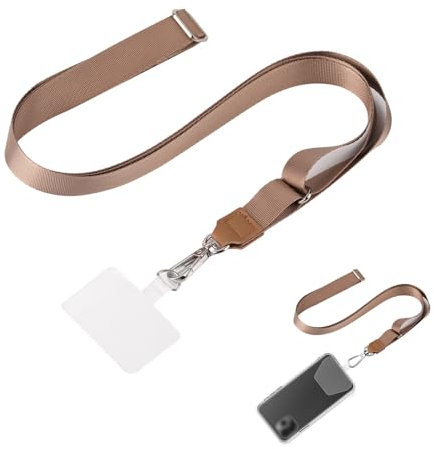 THXFUNAREA Cadena Universal para teléfono móvil,Cadenas Ajustables,Parches duraderos,Cordón para teléfono móvil,Compatible con la mayoría de los smartphones,Marrón