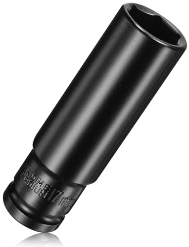 TYBYBB hylsnyckelinsats sexkant 17 mm mutter 1/2 tum sexkantig kraftmutter av CVstål, sexkant hylsnyckel, hylsnyckelinsats för slagskruvmejsel momentnyckel (78 mm längd)