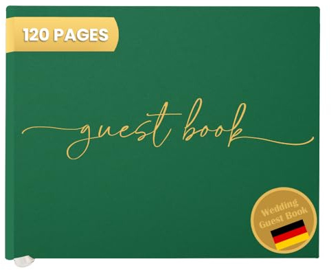 Plantvibes Libro de visitas premium para bodas – 120 páginas de papel de alta calidad, papel grueso, no se rompe, estilo vintage, con título dorado, ideal para bodas, aniversarios, cumpleaños (Dusty