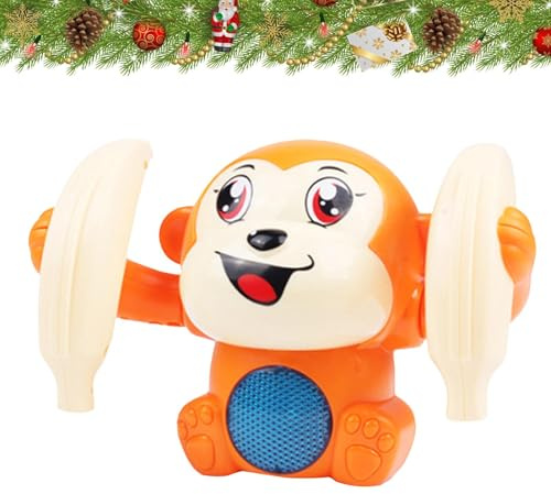 Jouet de singe électrique – Commande vocale dansant avec musique et lumières, action retournement à 360°, maintien interactif la banane | Musical éducatif amusant pour les bébés, tout-petits