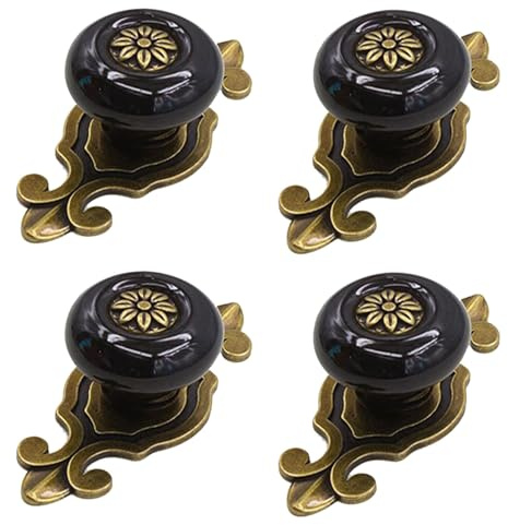 Boutons à trou unique de 32 mm en mélange de métal et de faïence pour cuisine, placard, tiroir, terrasse, quincaillerie traditionnelle à trou unique