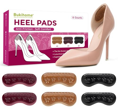 Battitacco in gel morbido - Bukihome antiscivolo per scarpe troppo grandi, cuscino per tallone delicato sulla pelle contro attrito, calli, dolore e affaticamento (3 paia)