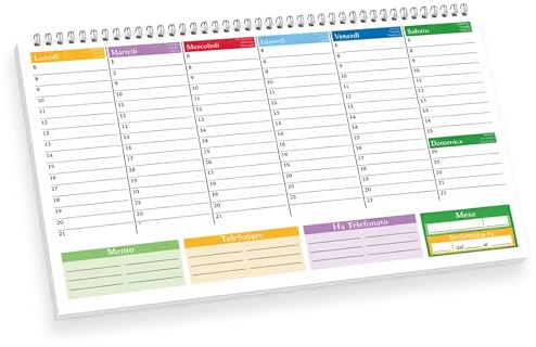 Planning Settimanale da Tavolo 2026 - Agenda 2026 Settimanale, A4 Senza Date con 50 Fogli Planner Settimanale Da Tavolo Spiralato per Ufficio e Casa, Sottomano Organizer Scrivania.