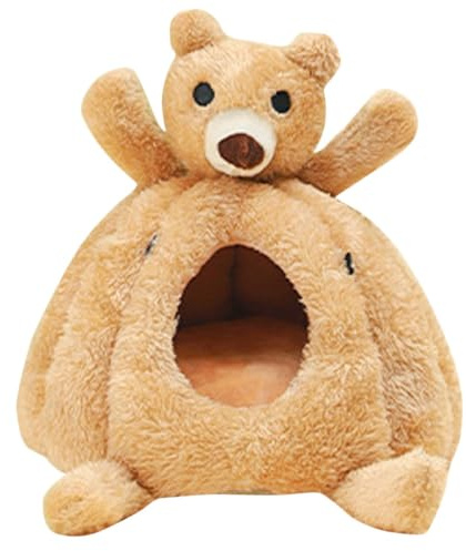 Cabilock Casa para Hámster Tamaño S, Cálido Escondite de Algodón Forma de Oso, Cama para Chinchillas, Cobayas y Pequeños Roedores, Suministros para Mascotas Invierno